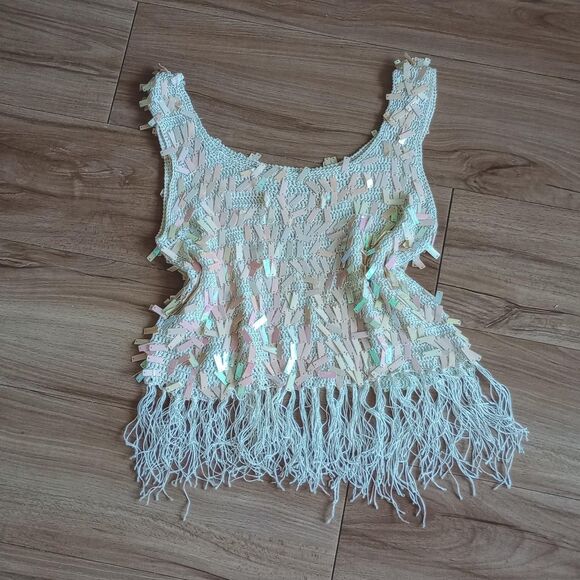 Y2K Iridescent Crochet Sequined Mermaid Top